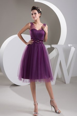 Robe douce seize textile en tulle avec fleurs bandouliere spaghetti au niveau de genou - photo 1