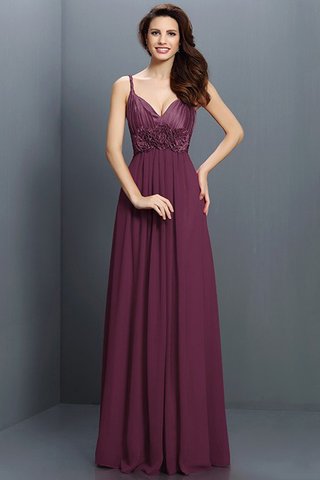 Robe demoiselle d'honneur a-ligne de princesse en chiffon avec fleurs fermeutre eclair - photo 5