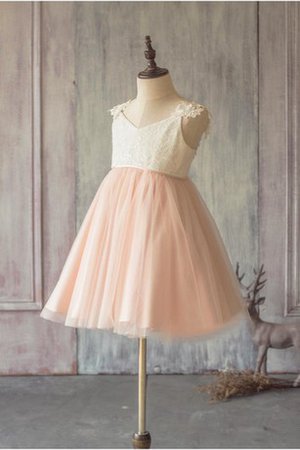 Robe de cortège enfant plissé naturel avec décoration dentelle en tulle de lotus - photo 2