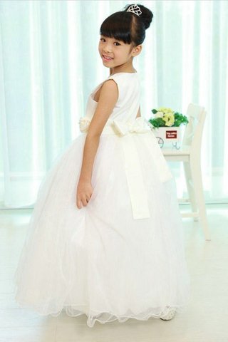 Robe de cortège enfant longue naturel avec fleurs manche nulle de princesse - photo 2