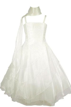 Robe de cortège enfant naturel avec zip en organza avec nœud ligne a - photo 1