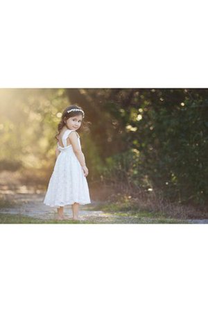 Robe de cortège enfant naturel plissé de col en v avec décoration dentelle ligne a - photo 1