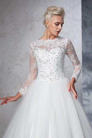 Robe de mariée longue avec manche longue col en bateau de mode de bal fermeutre eclair - photo 7