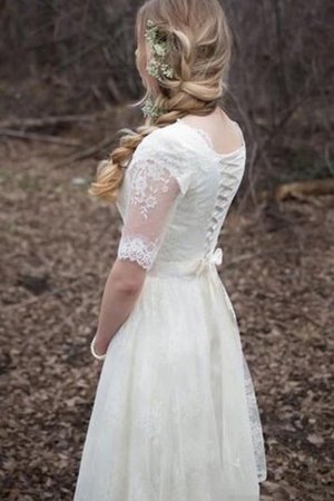 Robe de mariée plissé avec manche courte de lotus longueur au ras du sol encolure ronde - photo 2