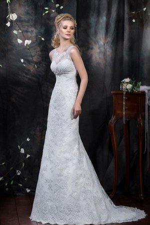 Robe de mariée naturel avec perle collant manche nulle decoration en fleur - photo 2