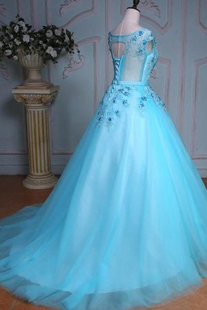 Robe de quinceanera en dentelle de lotus arrivée au mollet en organza de traîne moyenne - photo 2