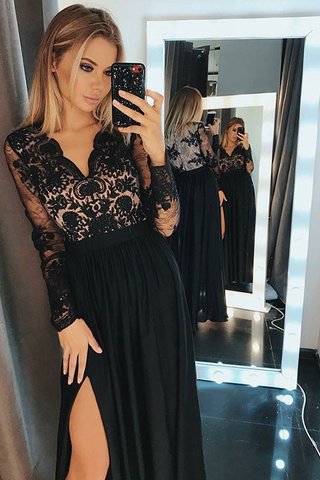 Robe de soirée avec manche longue en chiffon mode de princesse ligne a - photo 1