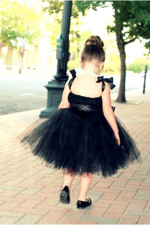 Robe de cortège enfant plissage textile en tulle ceinture de lotus au niveau de genou - photo 2