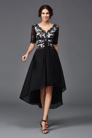 Robe fête de la rentrée avec zip de col en v manche nulle haut bas avec manche 1/2 - photo 1