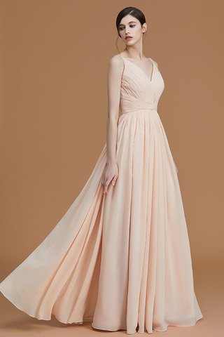 Robe demoiselle d'honneur naturel de princesse jusqu'au sol fermeutre eclair en chiffon - photo 6