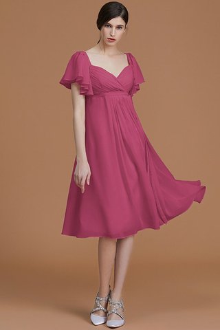 Robe demoiselle d'honneur naturel au niveau de genou en chiffon avec manche courte ruché - photo 11