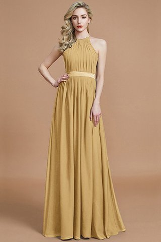 Robe demoiselle d'honneur ruché de princesse jusqu'au sol avec sans manches avec chiffon - photo 17