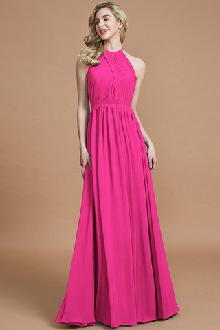 Robe demoiselle d'honneur naturel a-ligne col u profond en chiffon avec sans manches - photo 16