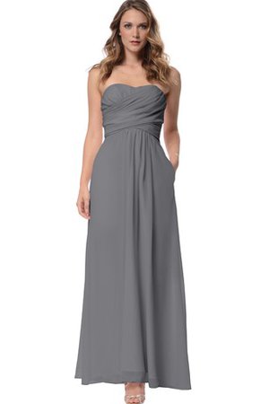 Robe demoiselle d'honneur longue de bustier ligne a de tour de ceinture empire en chiffon - photo 1