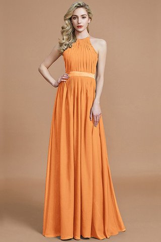 Robe demoiselle d'honneur ruché de princesse jusqu'au sol avec sans manches avec chiffon - photo 26