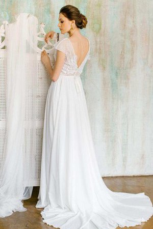 Robe de mariée nature textile en tulle avec chiffon avec manche courte v col profonde - photo 2