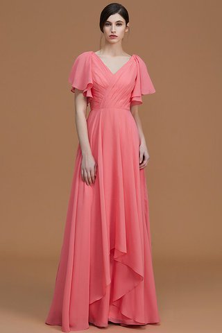 Robe demoiselle d'honneur avec manche courte de princesse ligne a avec chiffon avec zip - photo 3