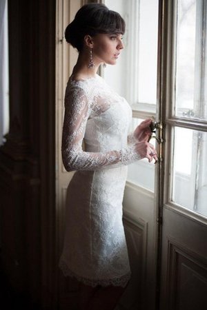 Robe de mariée simple festonné de fourreau de col haut avec manche longue - photo 2