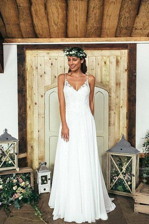 Robe de mariée vintage ligne a bandouliere spaghetti boutonné avec décoration dentelle - photo 1