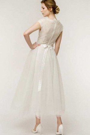 Robe de mariée chic longueur mollet col en bateau ceinture avec manche courte - photo 2