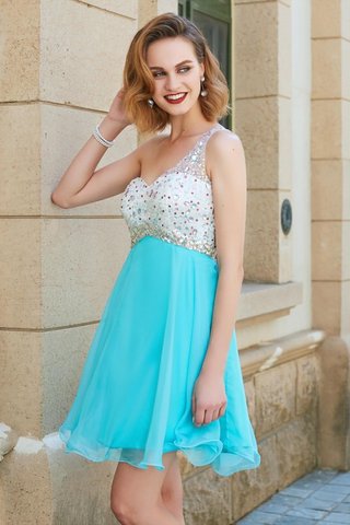 Robe de bal courte avec sans manches avec perle ligne a en chiffon - photo 5