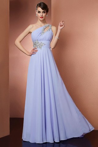 Robe de soirée avec perle avec chiffon a-ligne d'épaule asymétrique appliques - photo 1