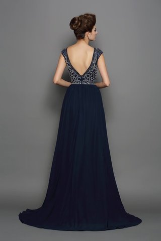 Robe de bal longue avec manche courte fermeutre eclair avec chiffon a-ligne - photo 2