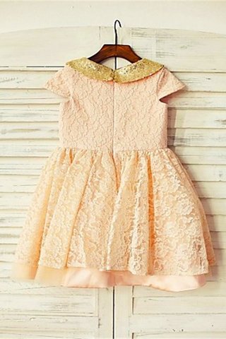 Robe de cortège enfant naturel encolure ronde en tissu pailleté avec zip ligne a - photo 3