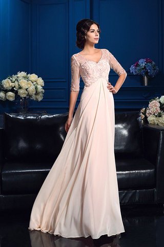 Robe mère de mariée en chiffon ligne a avec perle fermeutre eclair avec manche 1/2 - photo 3