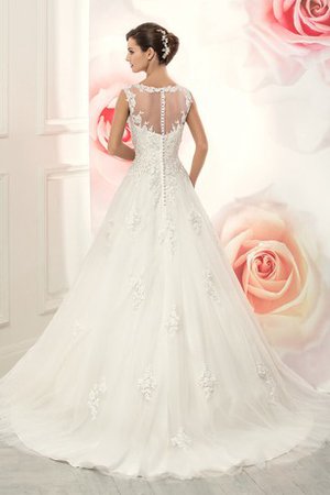 Robe de mariée longue manche nulle ceinture jusqu'au sol avec perle - photo 2