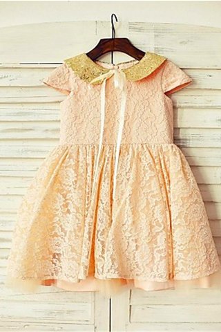 Robe de cortège enfant naturel encolure ronde en tissu pailleté avec zip ligne a - photo 2