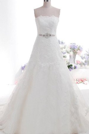 Robe de mariée luxueux plissage avec ruban de traîne moyenne avec perle - photo 1