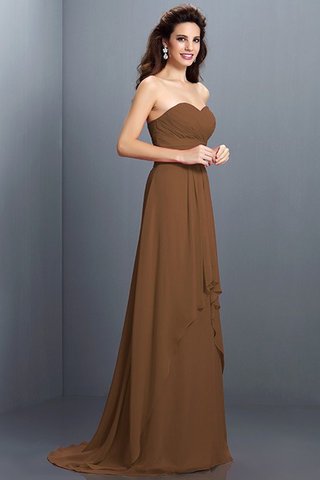 Robe demoiselle d'honneur naturel longue avec chiffon ligne a avec fronce - photo 4