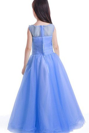 Robe de cortège enfant encolure ronde textile en tulle avec zip appliques jusqu'au sol - photo 2