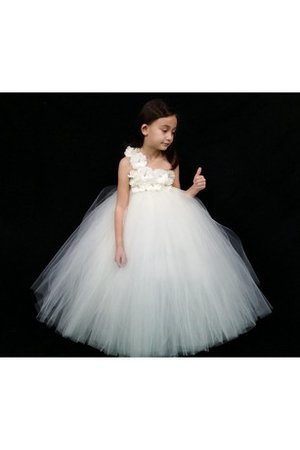 Robe de cortège enfant plissage avec fleurs en tulle longueur au ras du sol de lotus - photo 2