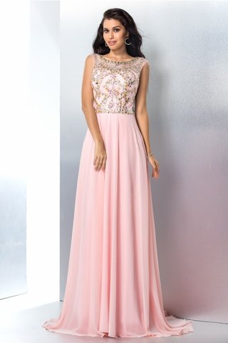 Robe de bal de princesse en chiffon avec sans manches de traîne courte col u profond - photo 5