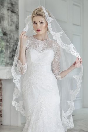 Robe de mariée sage sexy de traîne courte au niveau de cou decoration en fleur - photo 2