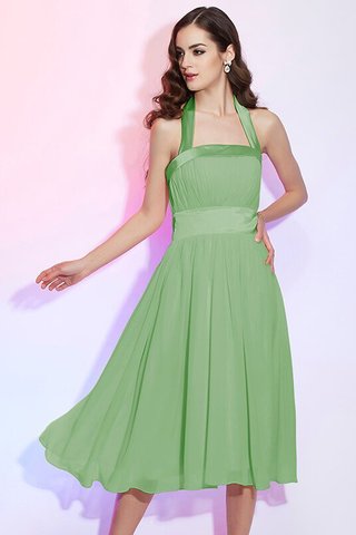 Robe demoiselle d'honneur bref a-ligne avec fronce au niveau de genou avec chiffon - photo 25