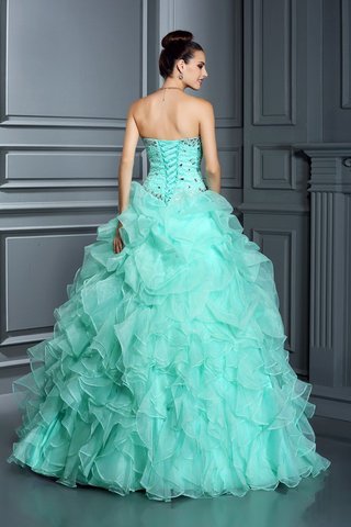 Robe de quinceanera longue de col en cœur cordon en organza manche nulle - photo 2