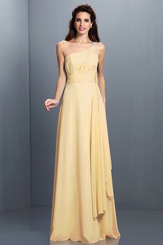 Robe demoiselle d'honneur naturel ligne a d'épaule asymétrique de princesse avec fronce - photo 6