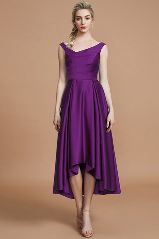 Robe demoiselle d'honneur en satin de princesse asymétrique ligne a v encolure - photo 18