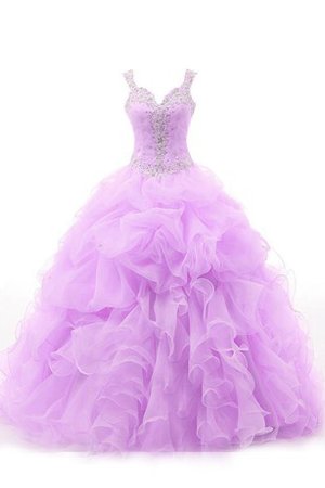 Robe de quinceanera avec chiffon de lotus longueur au ras du sol noeud avec perle - photo 2