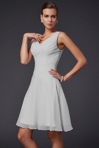 Robe demoiselle d'honneur plissé avec sans manches de col en v fermeutre eclair ligne a - photo 20