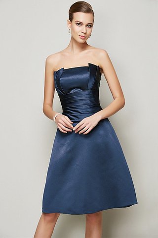 Robe demoiselle d'honneur bref plissé de bustier avec fronce en satin - photo 10