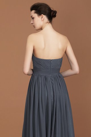 Robe demoiselle d'honneur avec zip a-ligne silhouette asymétrique avec chiffon délicat - photo 8