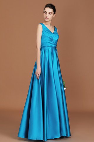 Robe demoiselle d'honneur de col en v spécial en satin de princesse naturel - photo 7