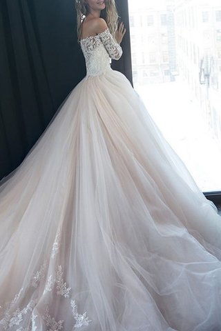 Robe de mariée d'epaule ajourée divin de traîne moyenne en tulle decoration en fleur - photo 2