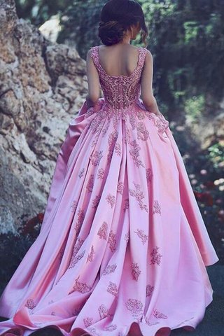 Robe de soirée rêveur en satin a-ligne de traîne courte naturel - photo 2