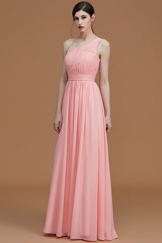 Robe demoiselle d'honneur naturel avec sans manches ligne a ruché d'épaule asymétrique - photo 27