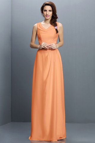 Robe demoiselle d'honneur longue en chiffon jusqu'au sol v encolure fermeutre eclair - photo 20